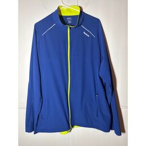 Reebok Mens Blue Neon Zip Up Athletic Track Jacket Size 2XL play dry